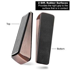 AD Set of 2 Heavy- Duty Metal Door Wedge Stoppers with Rubber Surfaces for Anti- Scratch & Anti- Slip, Suits for Any Door and Any Floor (Copper)