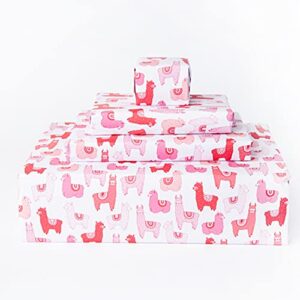 central 23 – wrapping paper for girls – pink llamas – fun gift wrap for kids – 6 sheets – 1st 2nd 3rd birthdays – cute anniversary or valentines day wrapping paper for girlfriend wife – recyclable