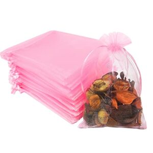 yhjz 100pcs organza bags, 4×6 inches (10x15cm) sheer drawstring gift bags, organza jewelry pouches, jewelry gift bags, packaging bags for party, jewelry, festival, bathroom soaps, makeup organza favor bags (pink)