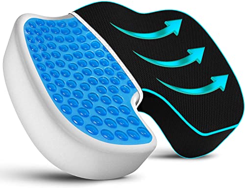 Orthopedic Gel Seat Cushion-Office Chair Cushion w/ 90% More Memory Foam for Sitting Comfort-Ergonomic for Coccyx, Tailbone, Sciatica & Back Pain Relief Perfect for Car, Truck, Wheelchair, Desk Chair