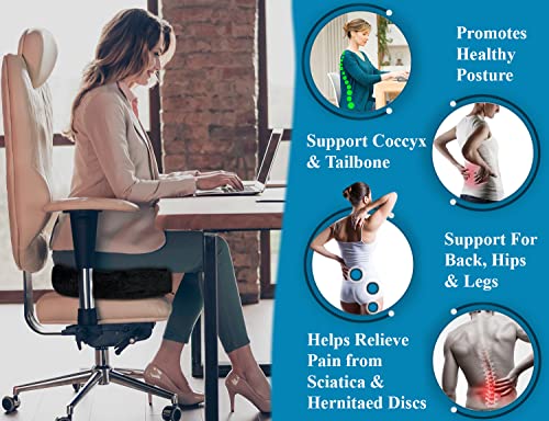 Orthopedic Gel Seat Cushion-Office Chair Cushion w/ 90% More Memory Foam for Sitting Comfort-Ergonomic for Coccyx, Tailbone, Sciatica & Back Pain Relief Perfect for Car, Truck, Wheelchair, Desk Chair