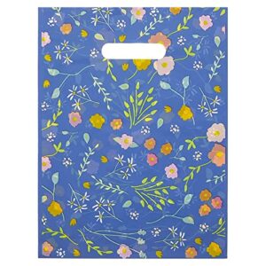 100 pack floral party gift bags with handles (9 x 12 in)