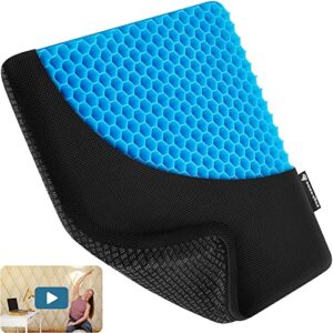 yogi-zone gel seat cushion for long sitting – 16.5×16.5×1.6 in. honeycomb seat cushion for back pain relief with yoga videos – tpe cushion with nonslip breathable cover for office chair & car seat