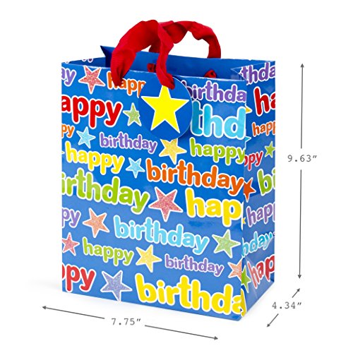 Hallmark 9" Medium Birthday Gift Bag with Tissue Paper (Blue Happy Birthday)