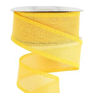 MEEDEE Yellow Burlap Ribbon 1.5 Inch Yellow Ribbon Wired Daffodil Yellow Ribbon Yellow Burlap Wired Ribbon for Yellow Fall Wreath, Gift Wrapping, Garland, Bows Making, Party Decorations(10 Yards)