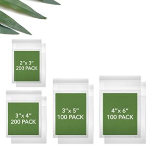 seal fresh cello bags – bundle s variety pack – 4 assorted combo sizes (600 count) – 2×3 inches (200), 3×4 inches (200), 3×5 inches (100), 4×6 inches (100) – clear plastic resealable self-adhesive sealing reclosable cellophane baggies – for snacks, cookie