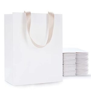 white gift bag with handles, yaceyace 20pcs 8″x4.25″x10″ white paper gift bags bulk kraft paper bag white paper wedding bags white paper shopping bags gift wrap bags for party birthday baby shower retail mothers day small busines