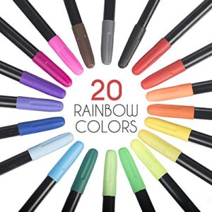 Zenacolor 20 Fabric Markers Pens Set - Non Toxic, Indelible and Permanent Fabric Paint Fine Point Textile Marker Pen - Pens Fine Point Tip