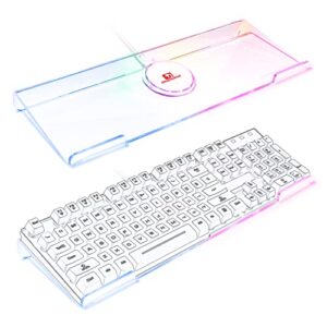 selorss computer keyboard stand for desk, clear acrylic keyboard tray 366 rgb led backlit, keyboard riser with usb interface,desk riser for easy ergonomic typing and working at home&office