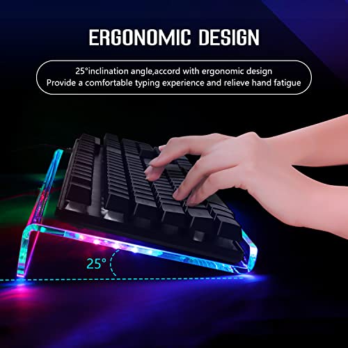 SELORSS Computer Keyboard Stand for Desk, Clear Acrylic Keyboard Tray 366 RGB LED Backlit, Keyboard Riser with USB Interface,Desk Riser for Easy Ergonomic Typing and Working at Home&Office