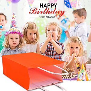 YADIAN 10 Pieces Kraft Paper Party Favor Gift Bags with Handle, Orange Small Size Gift Bags for Christmas, Birthday, Wedding and Party Celebrations