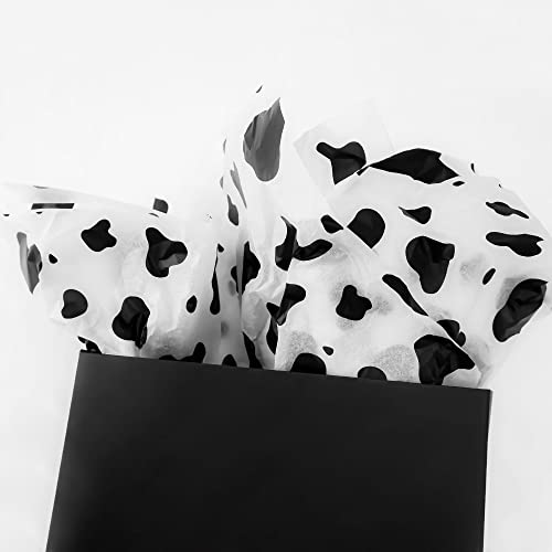 50 Sheets Large Cow Print Tissue Paper Bulk,28 x 20 inch,Cow Print Tissue Paper for Gift Bags,Black and White Cow Print Tissue Paper for Cow Party