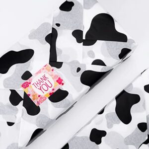 50 Sheets Large Cow Print Tissue Paper Bulk,28 x 20 inch,Cow Print Tissue Paper for Gift Bags,Black and White Cow Print Tissue Paper for Cow Party