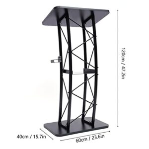 Futchoy Metal Black Podium Conference Presentation Pulpit School Office Church Lectern,Curved Design Cup Holder Design, Wrought Paint Curved Podium, Schools, Churches, Meeting Rooms