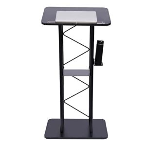 Futchoy Metal Black Podium Conference Presentation Pulpit School Office Church Lectern,Curved Design Cup Holder Design, Wrought Paint Curved Podium, Schools, Churches, Meeting Rooms