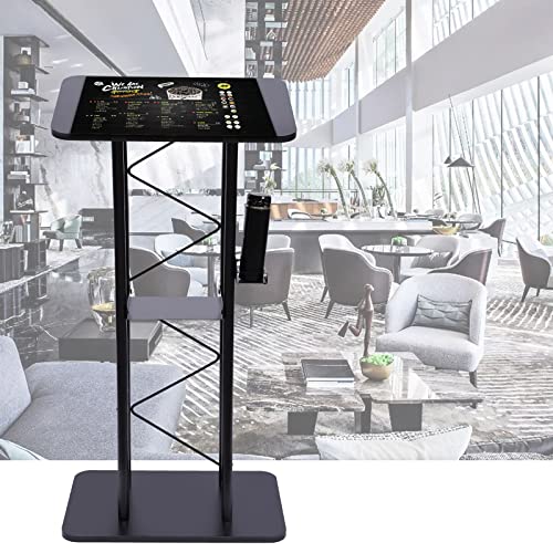Futchoy Metal Black Podium Conference Presentation Pulpit School Office Church Lectern,Curved Design Cup Holder Design, Wrought Paint Curved Podium, Schools, Churches, Meeting Rooms