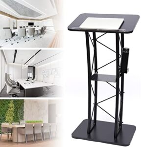 Futchoy Metal Black Podium Conference Presentation Pulpit School Office Church Lectern,Curved Design Cup Holder Design, Wrought Paint Curved Podium, Schools, Churches, Meeting Rooms