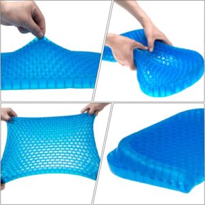 GHEMYULP Gel Seat Cushion,Office Chair Car Wheelchair Seat Cushion for Long Sitting,Cooling Seat Cushion Honeycomb Design with Non-Slip Cover,Pressure Relief(Arc:16.5 x 15.0 x 1.9 inches)