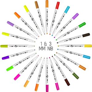 Stationery Island Fabric Markers 24 Colors Textile Permanent Marker Pen No Bleed Paint for Adults Kids Clothes Laundry T-Shirt, Shoes Handbags Graduation Signatures - Dual Felt Tip Nibs 1mm & 2mm