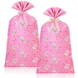 2 pcs 70″x 40″ large jumbo gift bag for giant gifts, extra big plastic present bag for huge gifts wrapping bags with 2 rolls ribbons for baby shower birthday christmas party supplies (fresh style)