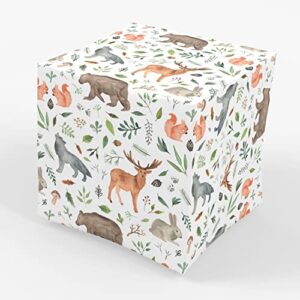 stesha party woodland wrapping paper forest animal baby gift wrap – 30 x 20 inch (3 sheets)