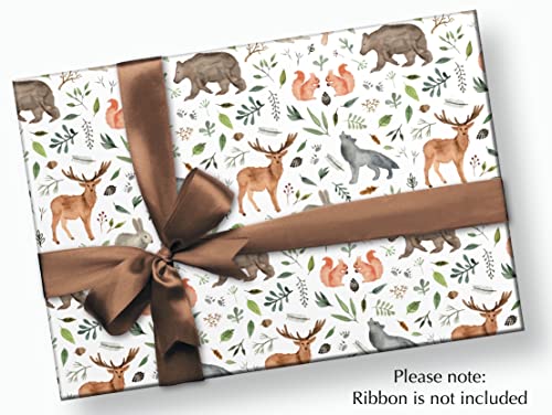 Stesha Party Woodland Wrapping Paper Forest Animal Baby Gift Wrap - 30 x 20 Inch (3 Sheets)