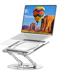 mercase laptop stand for desk, adjustable notebook stand with 360 rotating base,foldable and portable laptop riser for macbook air, pro, dell, hp, lenovo all 10-16 inch laptops, sliver