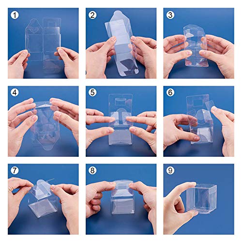 BENECREAT 20 Pack 2.7x2.7x6.3 Plastic Boxes Rectangle Plastic Party Favor Boxes for Wedding Party Treat Candy Cupcakes
