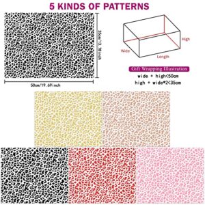Kavoc 100 Sheet Leopard Print Tissue Paper Assorted Colors Trendy Wrapping Tissue Paper for Gift Bouquet Clothing Shoes Wrapping and Diy Scrapbook Craft,14 x 20