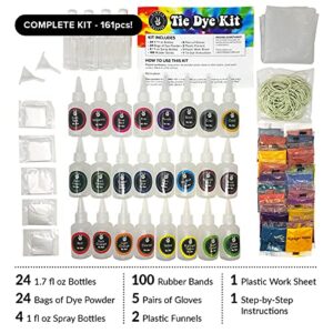 Premium Tie Dye Kit DIY Tie Dye Kits for Adults Fabric Shirt Clothes Decorating Tye Dye 24 Non Toxic Powder Bulk Color Rich and Pastels Tye Dye Kit Set and Die Supplies for Kids Party or Group