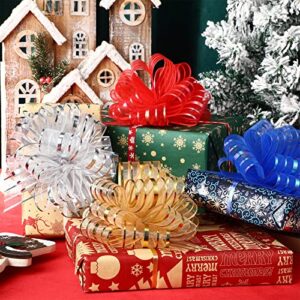 12 Pieces Pull Wrapping Bow Large Organza Gift Pull Bows with Ribbon for Wedding Gift Baskets (Mixed Color, 6 Inch)