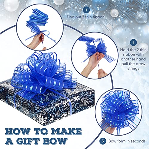 12 Pieces Pull Wrapping Bow Large Organza Gift Pull Bows with Ribbon for Wedding Gift Baskets (Mixed Color, 6 Inch)