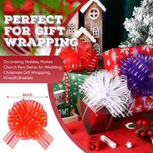 12 Pieces Pull Wrapping Bow Large Organza Gift Pull Bows with Ribbon for Wedding Gift Baskets (Mixed Color, 6 Inch)