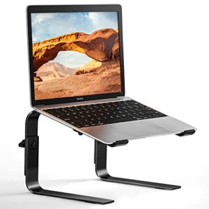 bontec laptop stand, height adjustable notebook stand, ergonomic laptop desk mount, compatible with most 10-17” laptops, space black
