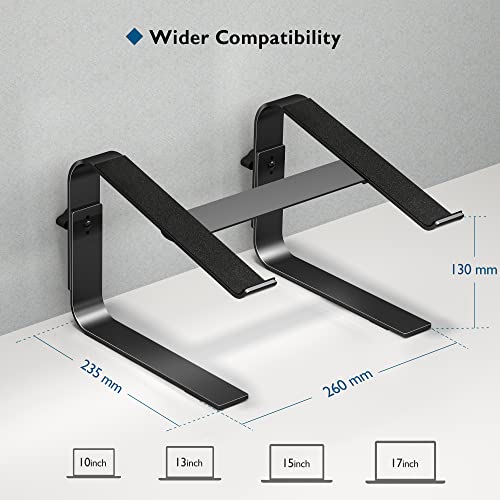 BONTEC Laptop Stand, Height Adjustable Notebook Stand, Ergonomic Laptop Desk Mount, Compatible with Most 10-17” Laptops, Space Black