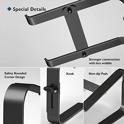 BONTEC Laptop Stand, Height Adjustable Notebook Stand, Ergonomic Laptop Desk Mount, Compatible with Most 10-17” Laptops, Space Black