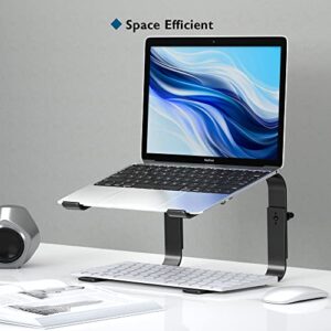 BONTEC Laptop Stand, Height Adjustable Notebook Stand, Ergonomic Laptop Desk Mount, Compatible with Most 10-17” Laptops, Space Black