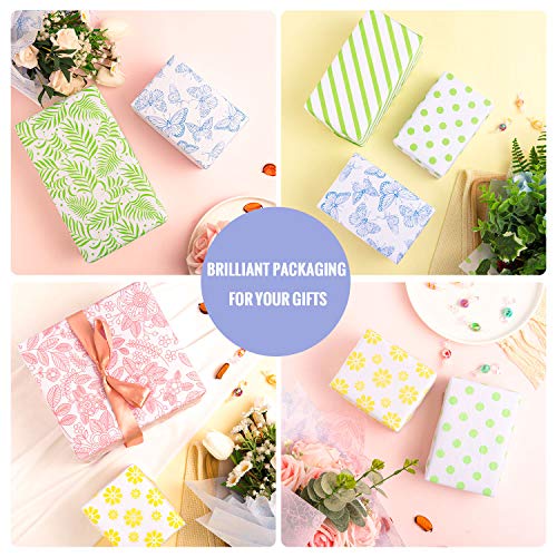 Whaline 120pcs Easter Tissue Paper, Spring Patterned Gift Wrapping Paper Sheets Art Paper Crafts for DIY, Gift Bags, , Birthday and Wedding Gift Packing