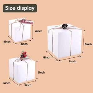 JOYIN 30 Pcs Christmas White Gift Boxes with Raffia Paper and Grass Twines,Assorted Size Paper Boxes, Bridesmaid Proposal Boxes Wedding Favours Valentine's Day Gift Boxes
