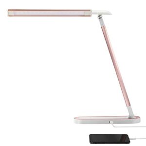 hdtime-desk lamp with usb charging port, 3 lighting modes 3 brightness levels desk light,touch control adjustable led kids desk lamp pink for reading,study,office