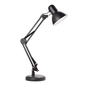 newhouse lighting wright painted black metal flexible 2-in-1 weighted base and clamp mount swing arm wright architect desk lamp with energy-efficient 5-watt led bulb