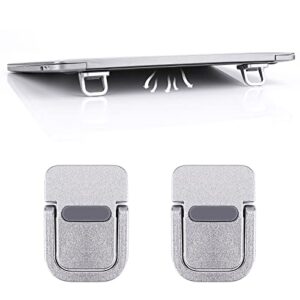 abeillo 2pcs portable keyboard riser, self-adhesive mini laptop stand invisible computer keyboard stand for desk, laptop feet compatible with macbook pro/air, lenovo, surface (silver)