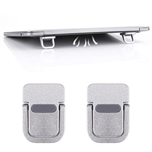 Abeillo 2PCS Portable Keyboard Riser, Self-Adhesive Mini Laptop Stand Invisible Computer Keyboard Stand for Desk, Laptop Feet Compatible with MacBook Pro/Air, Lenovo, Surface (Silver)