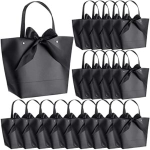 20 pcs gift bags with handles cute party favor bags treat bags for birthday party paper bridal shower favor bags ribbon bow gift wrap bags for wedding valentine’s day (black, small)