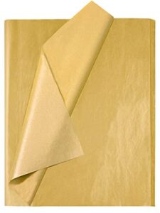 ueerdand gift wrapping tissue paper for packaging 105 sheets single-sided metallic wrapping craft papers bulk for diy artworks flower decoration 12 x 20 inch, gold