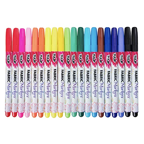 Tulip Permanent Nontoxic Fabric Markers, 20 Pack, Multicolor