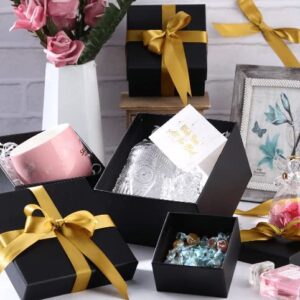 Aubiu Gift Boxes, Small Gift Boxes with Lids for Presents - Nesting Gift Boxes Set of 4 Assorted Sizes Black Gift Boxes for Wedding Presents, Bridesmaid Proposal, Birthday Party Favor Easter Boxes