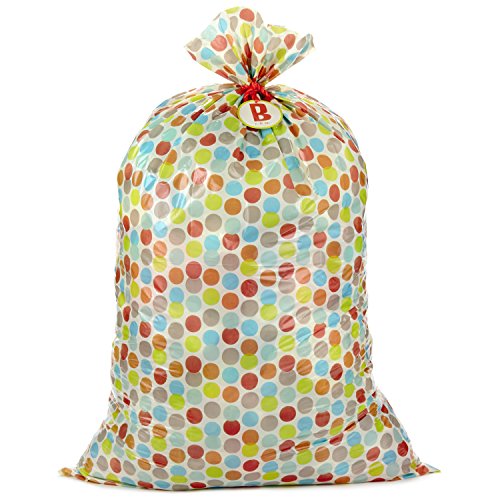 Hallmark 56" Jumbo XL Plastic Gift Bag (B is for Baby, Multicolor Dots) for Baby Showers, New Parents and More