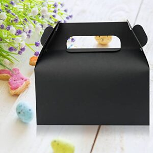 25 Pack Treat Boxes Candy Gift Boxes Gable Boxes Party Favour Boxes Small Black Goodie Boxes Party Boxes Cookie Box Bakery Favor Boxes with Handle and Stickers for Wedding Birthday Party by Gbateri