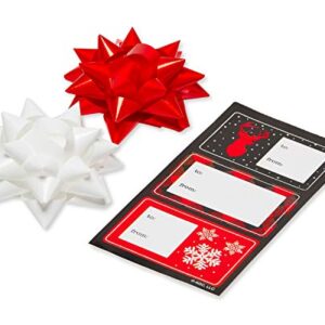 American Greetings Christmas Wrapping Paper Set with Cut Lines, Red, Black and White, Plaid, Reindeer and Snowflakes (4 Rolls, 7 Bows, 30 Gift Tags, 120 sq. ft.)